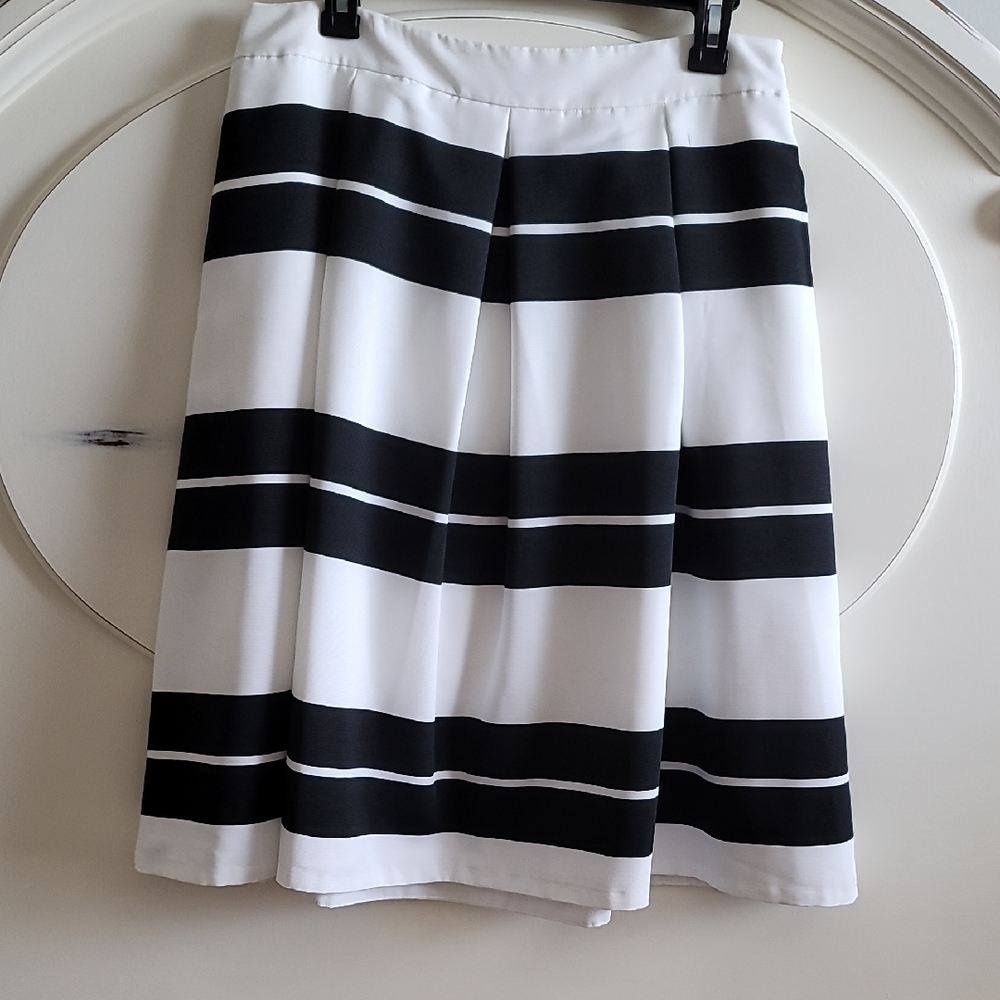 Express Black and White A-Line Pleated Skirt